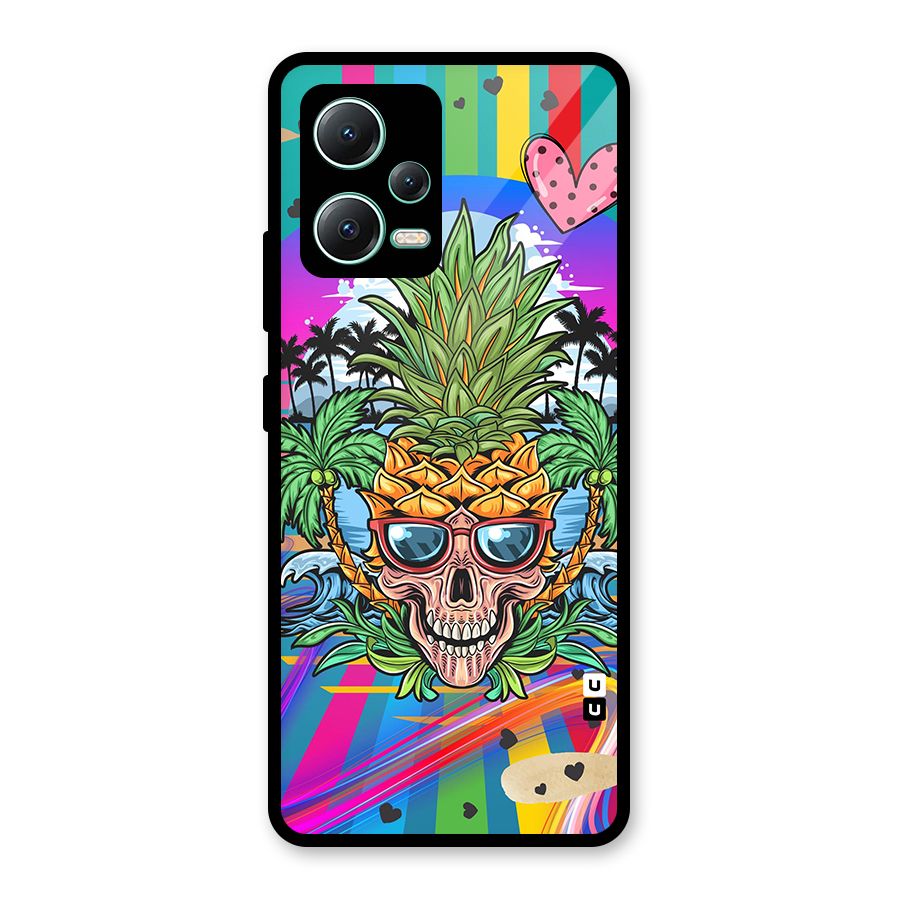 Cool Pineapple Skull Glass Back Case for Redmi Note 12 5G