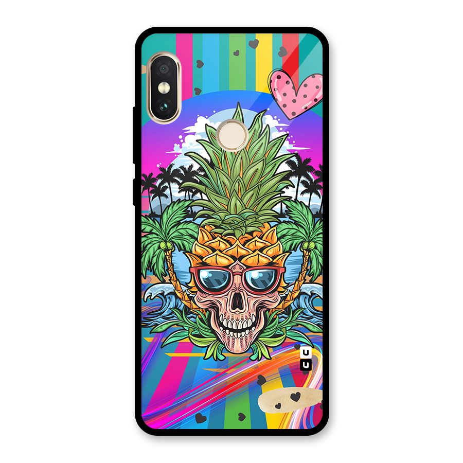 Cool Pineapple Skull Glass Back Case for Redmi Note 5 Pro