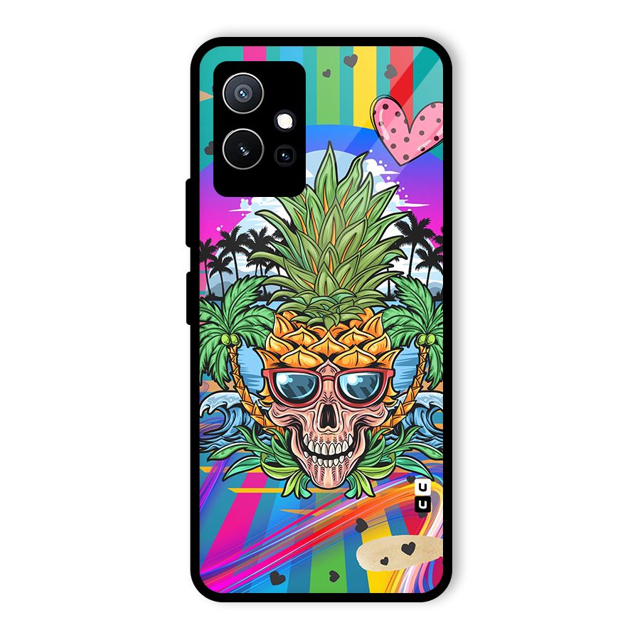 Cool Pineapple Skull Glass Back Case for Vivo T1 5G