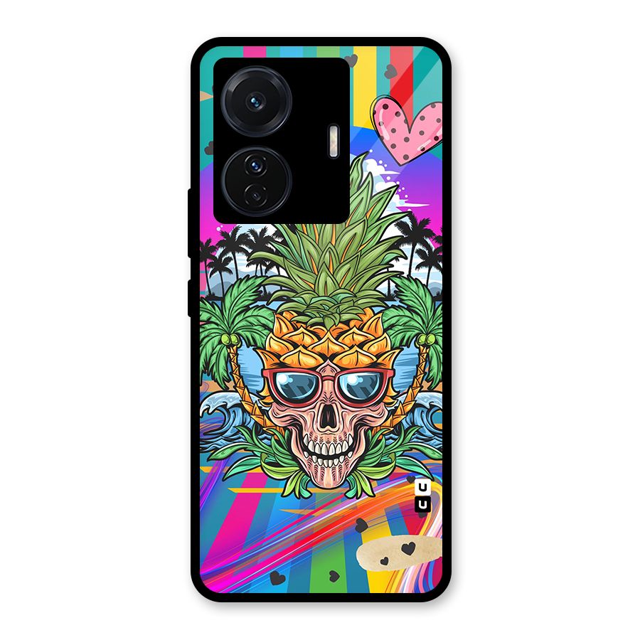 Cool Pineapple Skull Glass Back Case for Vivo T1 Pro