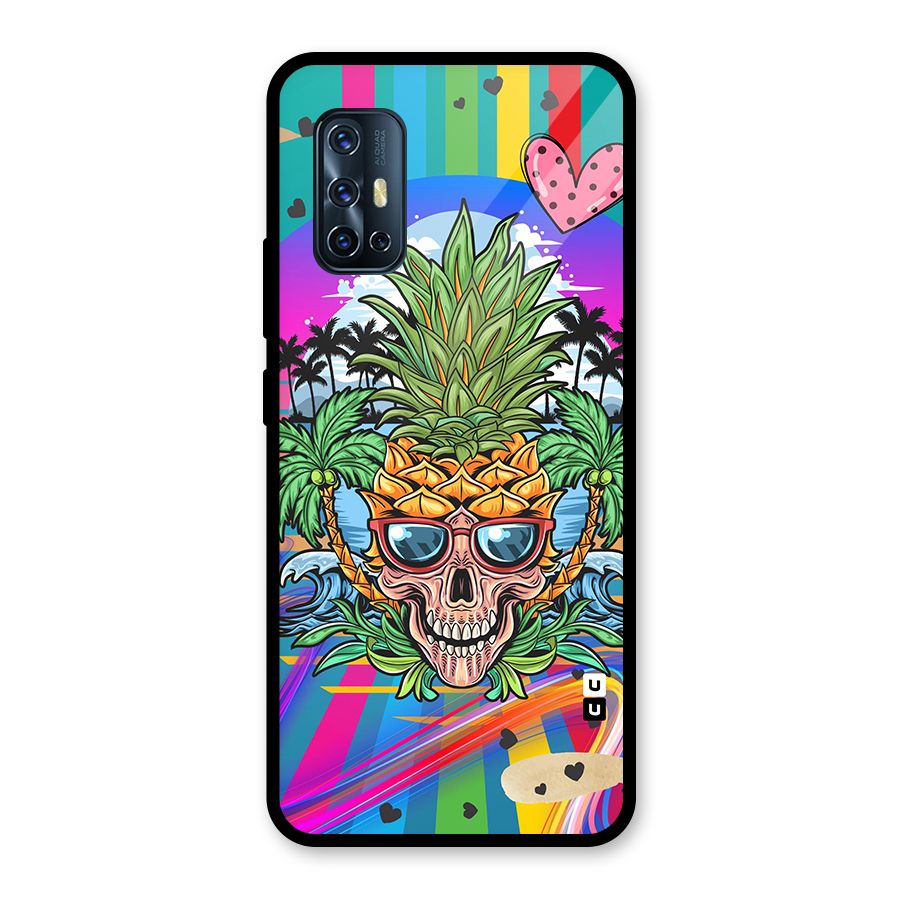 Cool Pineapple Skull Glass Back Case for Vivo V17