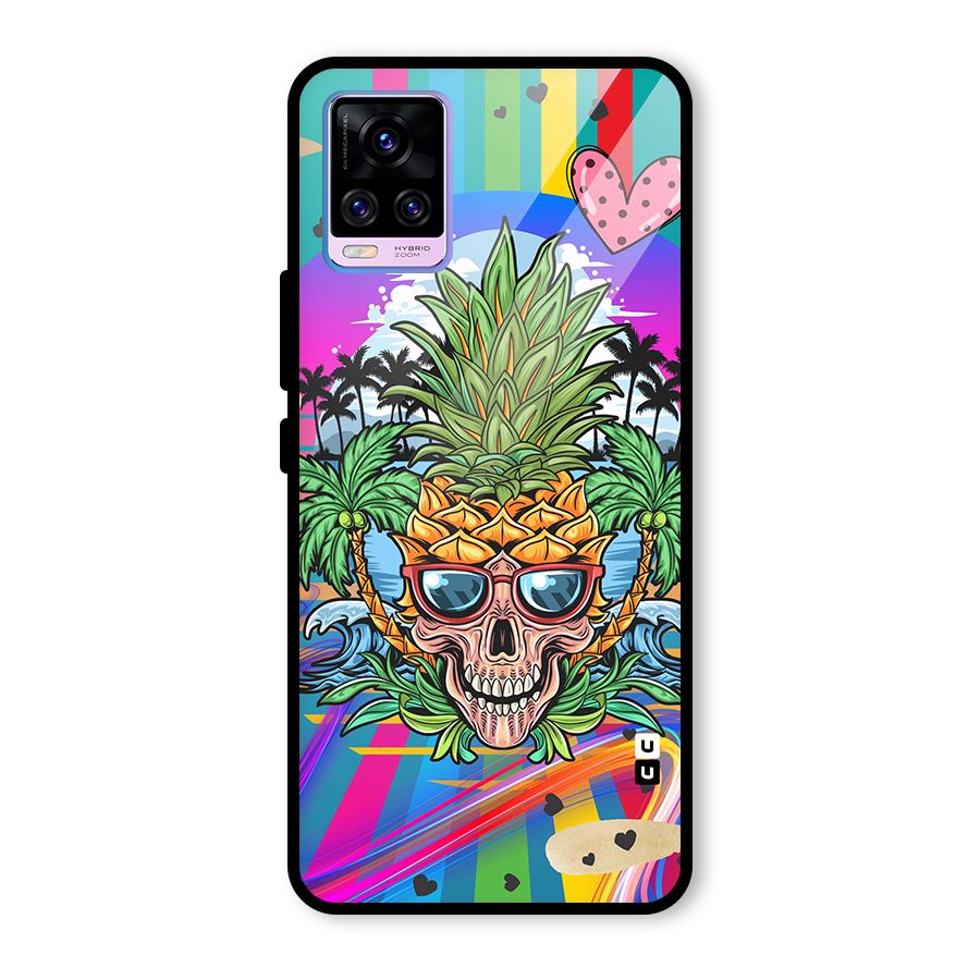Cool Pineapple Skull Glass Back Case for Vivo V20 Pro
