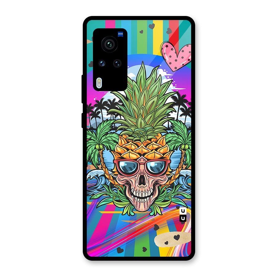 Cool Pineapple Skull Glass Back Case for Vivo X60 Pro