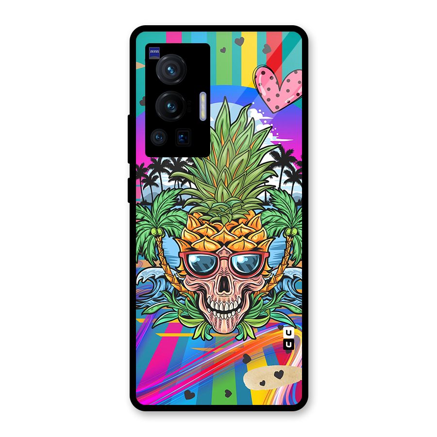 Cool Pineapple Skull Glass Back Case for Vivo X70 Pro