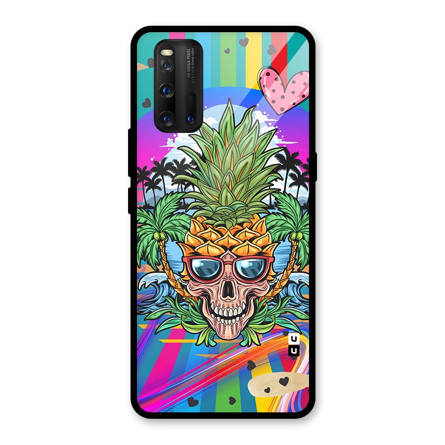 Cool Pineapple Skull Glass Back Case for Vivo iQOO 3