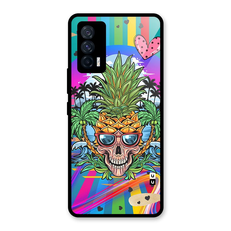 Cool Pineapple Skull Glass Back Case for Vivo iQOO 7 5G