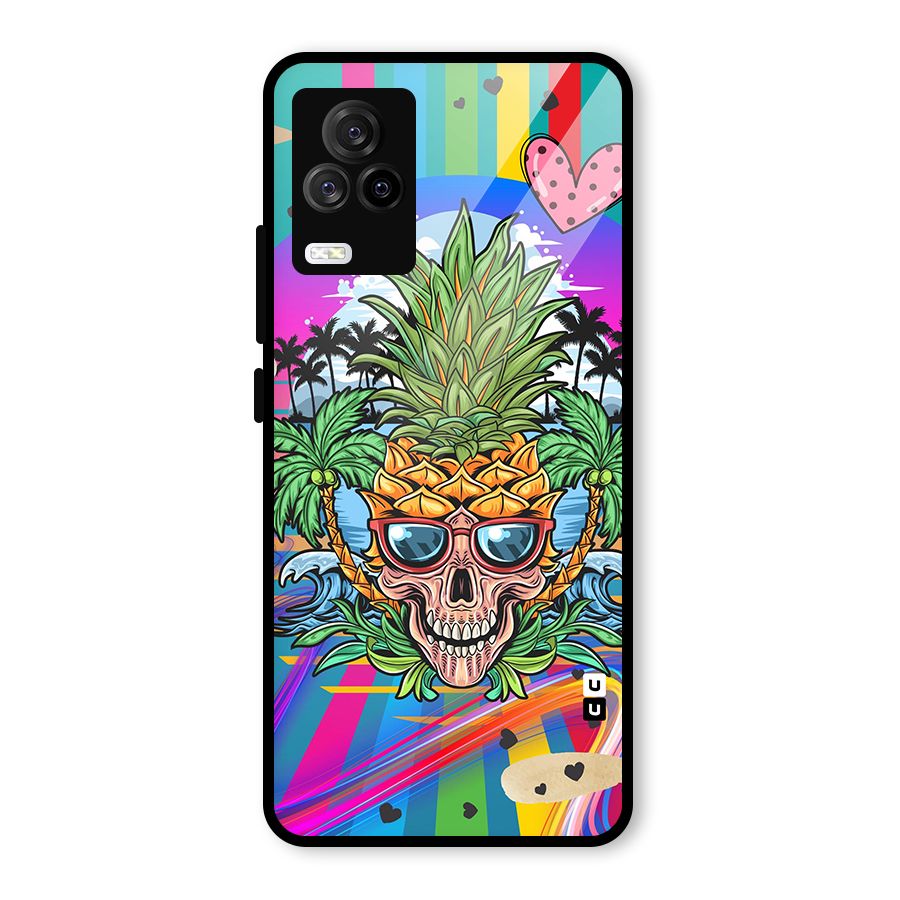 Cool Pineapple Skull Glass Back Case for Vivo iQOO 7 Legend 5G