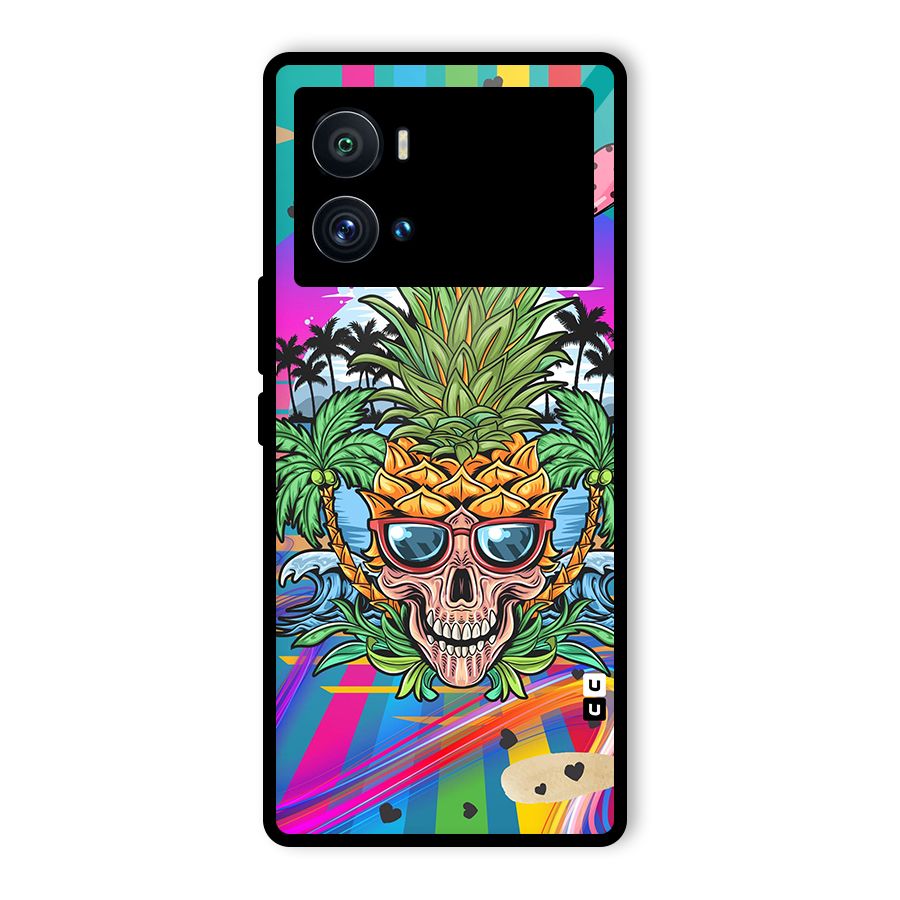 Cool Pineapple Skull Glass Back Case for Vivo iQOO 9 Pro