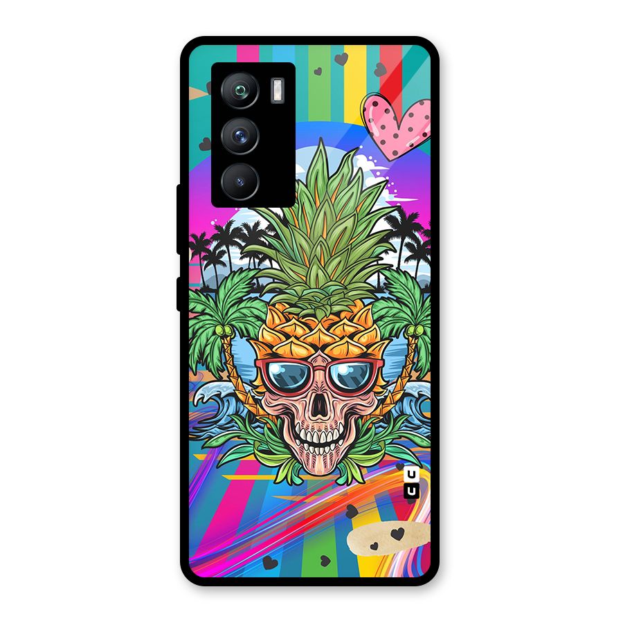 Cool Pineapple Skull Glass Back Case for Vivo iQOO 9 SE