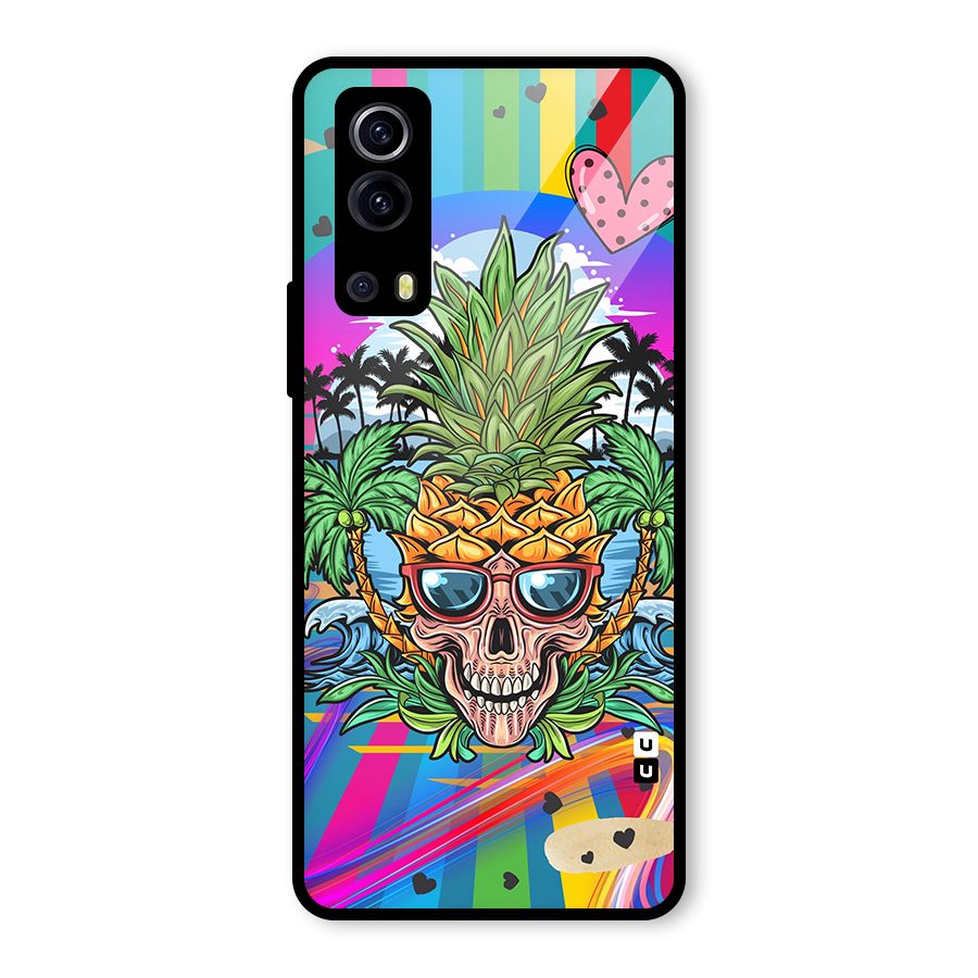 Cool Pineapple Skull Glass Back Case for Vivo iQOO Z3