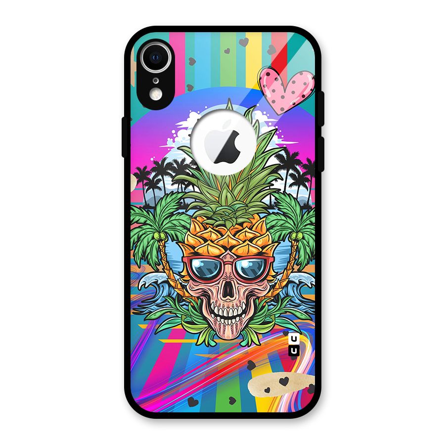 Cool Pineapple Skull Glass Back Case for iPhone XR Logo Cut