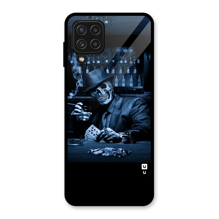 Cool Skull Cards Glass Back Case for Galaxy A22 4G