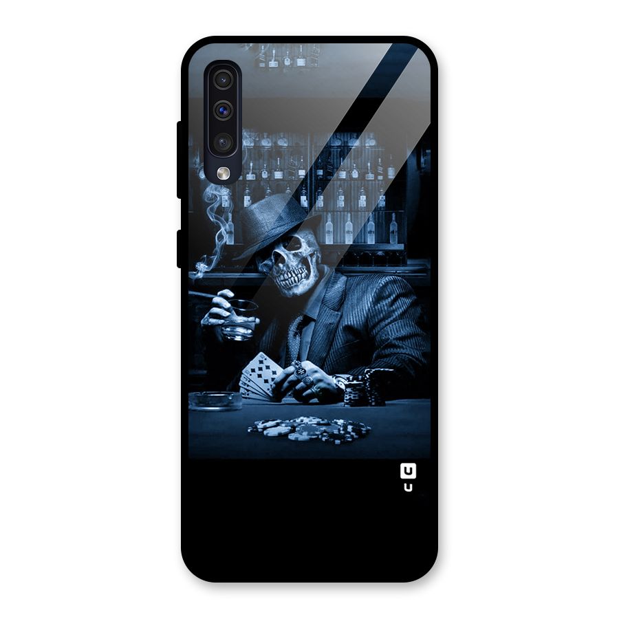 Cool Skull Cards Glass Back Case for Galaxy A50