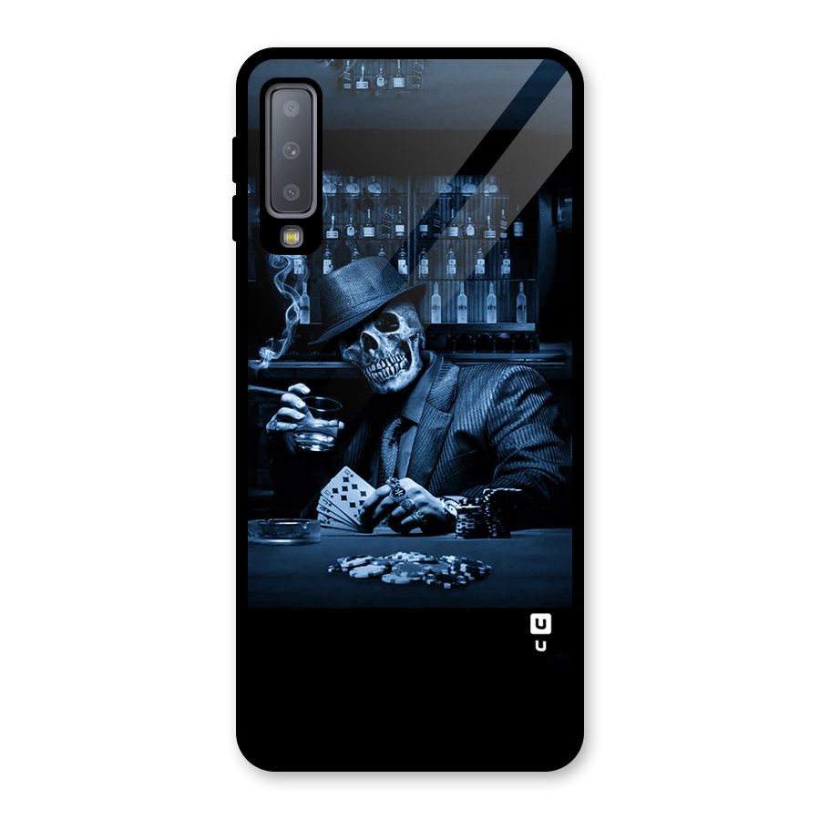 Cool Skull Cards Glass Back Case for Galaxy A7 (2018)