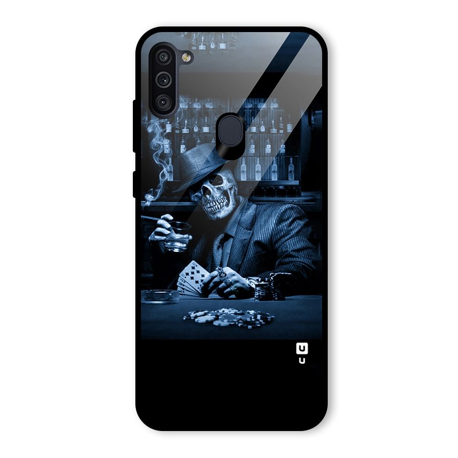 Cool Skull Cards Glass Back Case for Galaxy M11