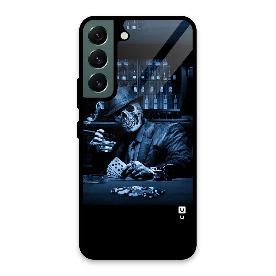 Cool Skull Cards Glass Back Case for Galaxy S22 5G
