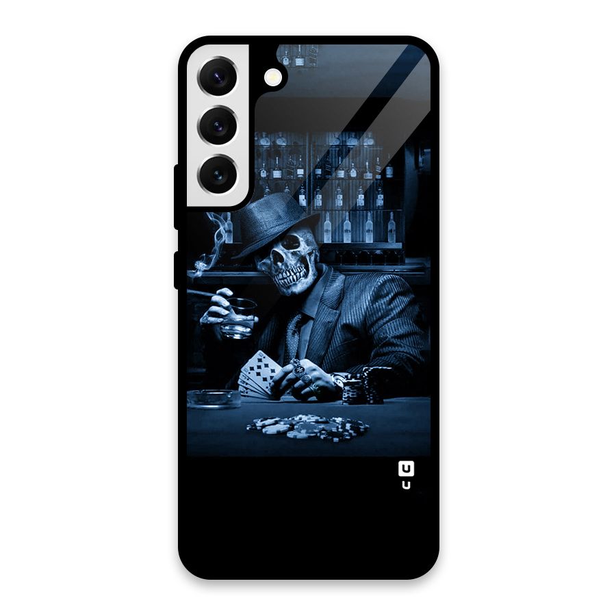 Cool Skull Cards Glass Back Case for Galaxy S22 Plus 5G