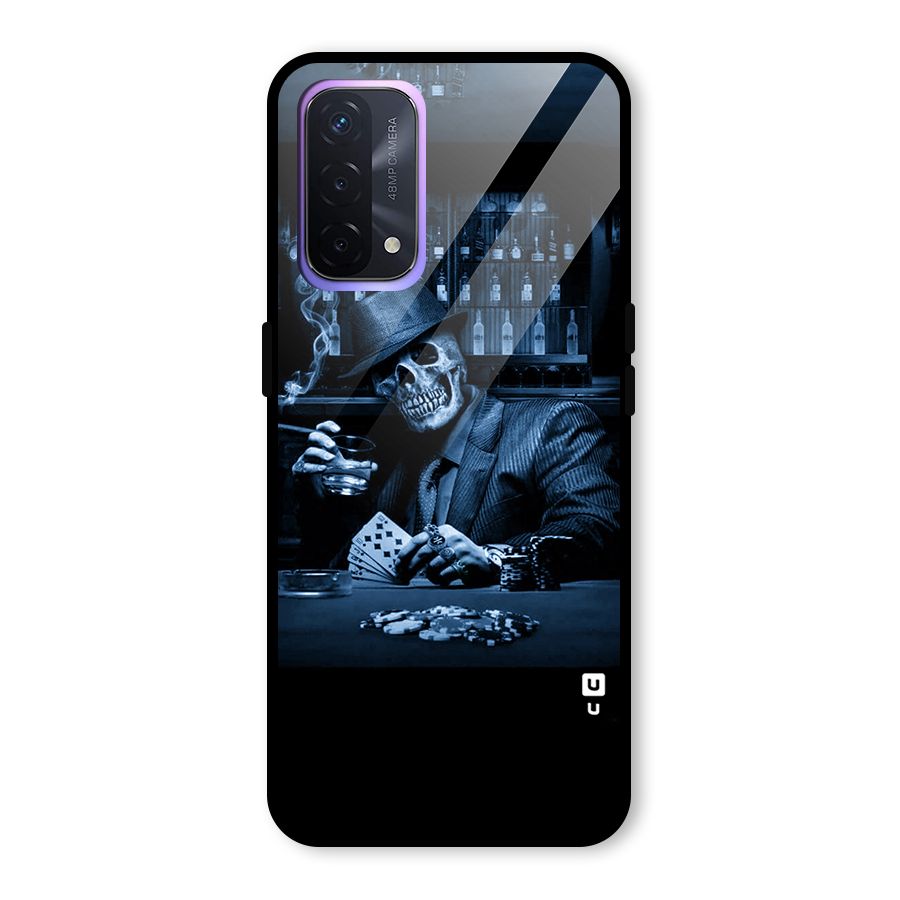 Cool Skull Cards Glass Back Case for Oppo A74 5G