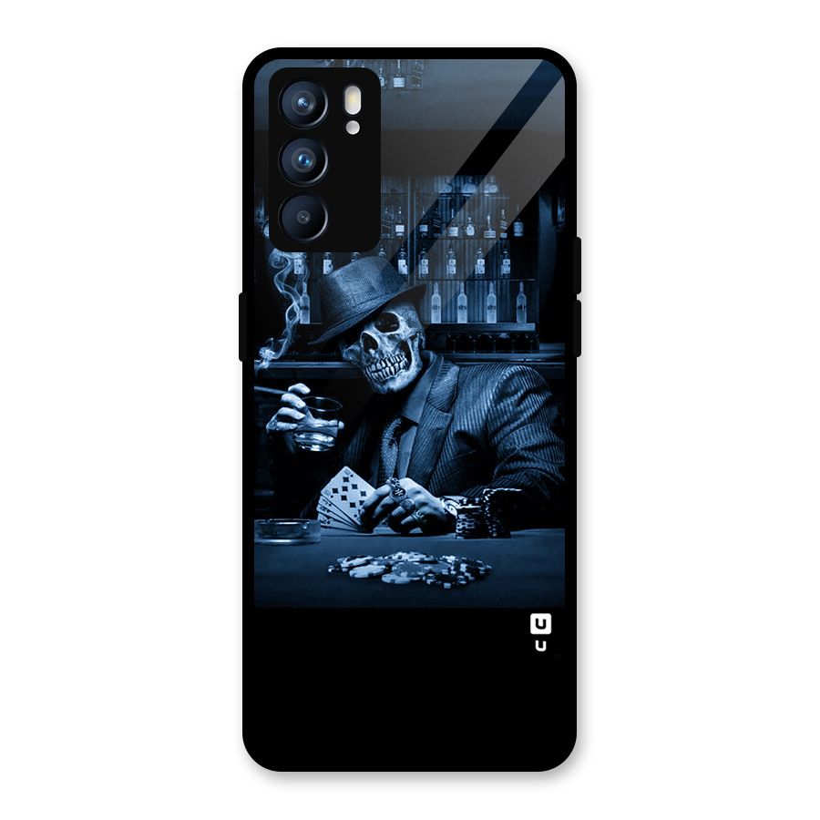 Cool Skull Cards Glass Back Case for Oppo Reno6 5G