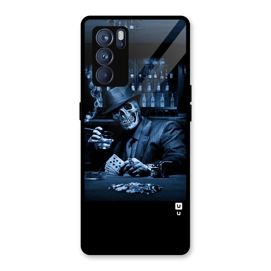 Cool Skull Cards Glass Back Case for Oppo Reno6 Pro 5G