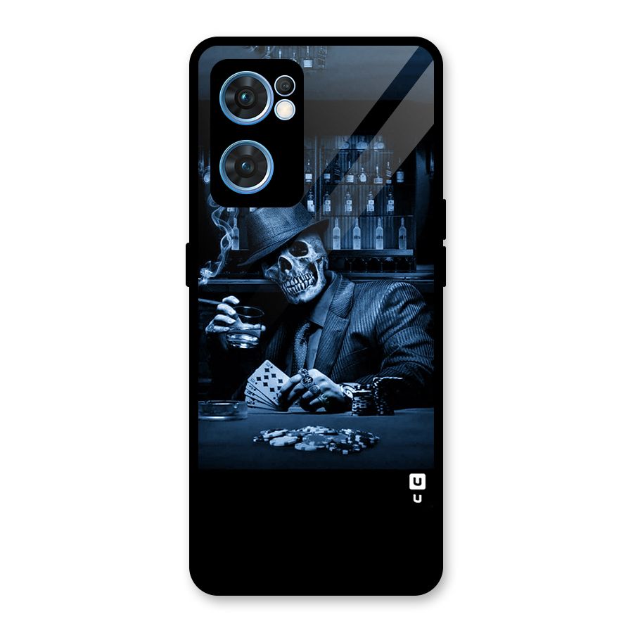 Cool Skull Cards Glass Back Case for Oppo Reno7 5G