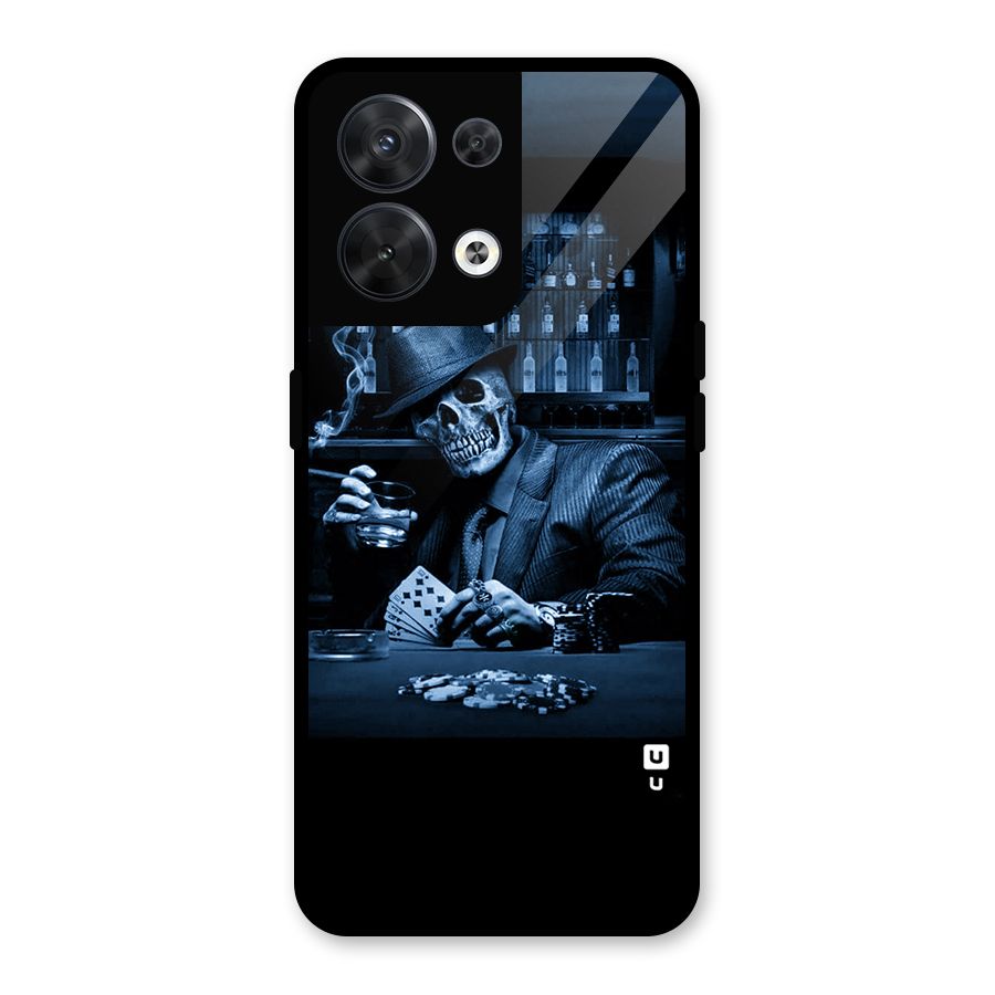 Cool Skull Cards Glass Back Case for Oppo Reno8 5G