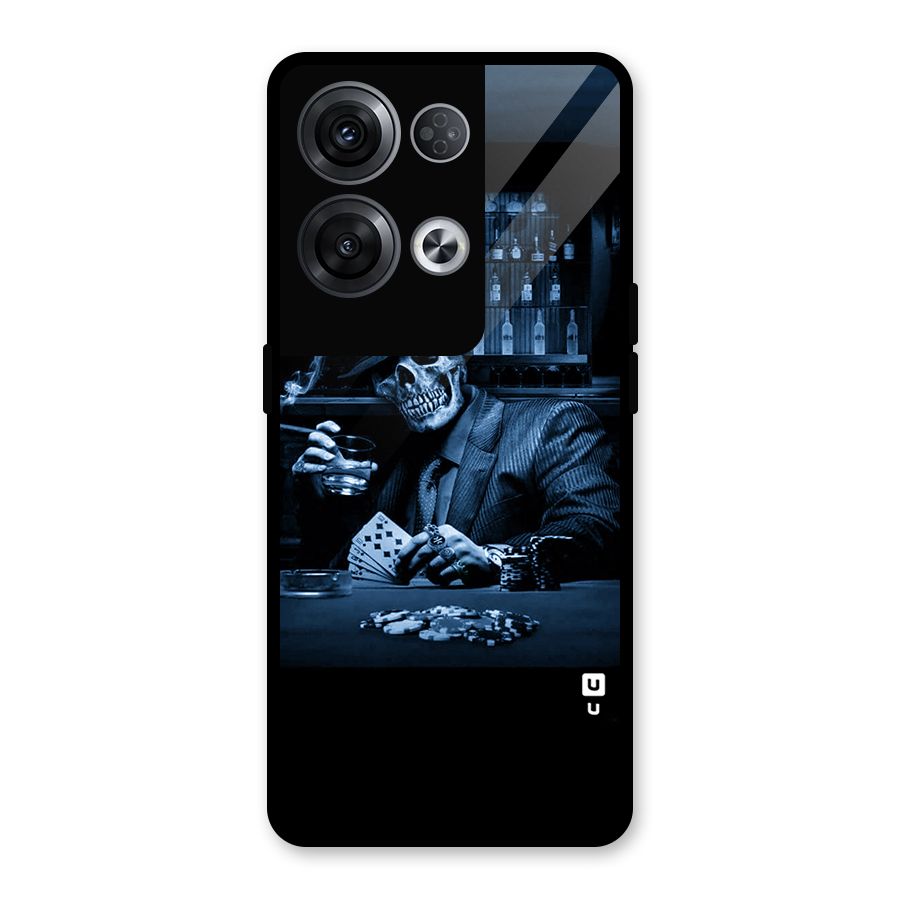 Cool Skull Cards Glass Back Case for Oppo Reno8 Pro 5G