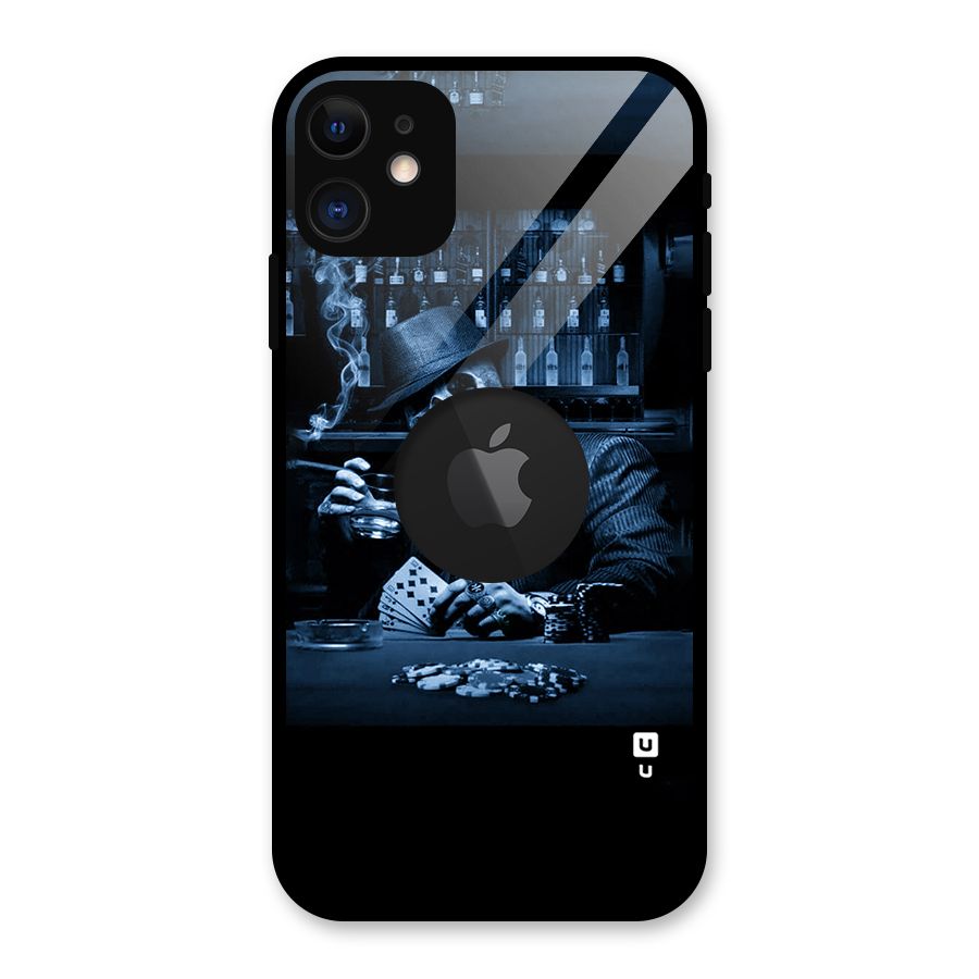 Cool Skull Cards Glass Back Case for iPhone 11 Logo Cut