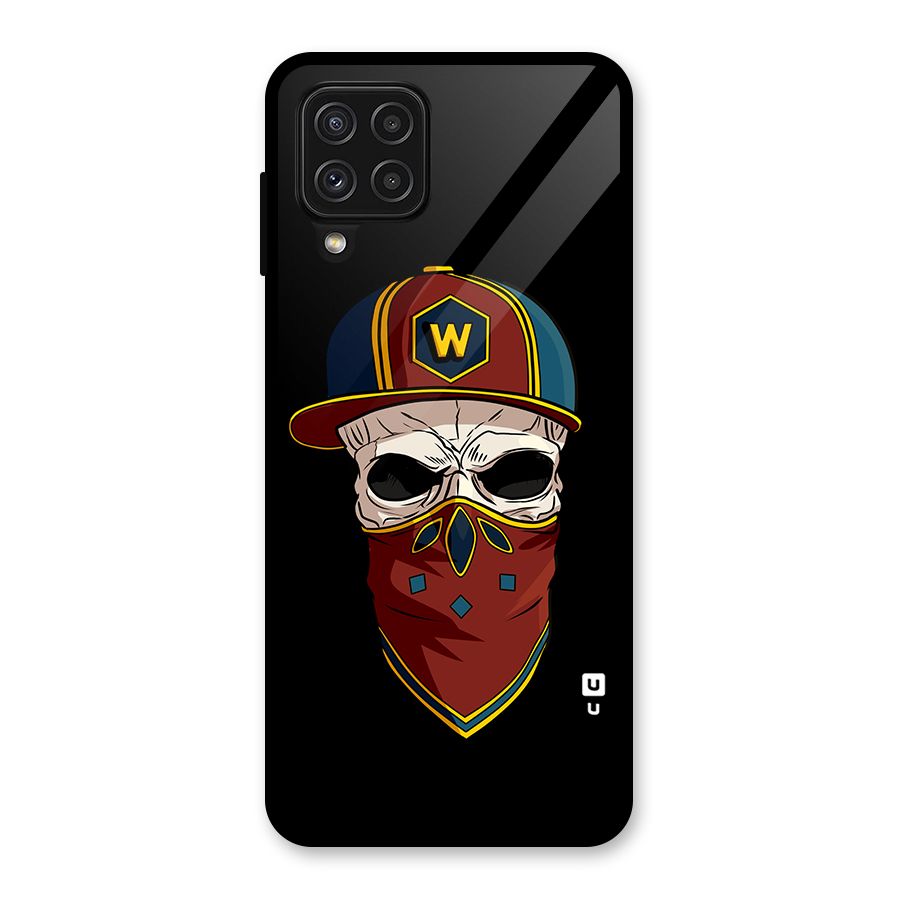 Cool Skull Mask Cap Glass Back Case for Galaxy A22 4G