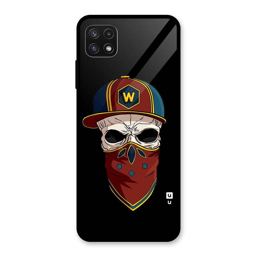 Cool Skull Mask Cap Glass Back Case for Galaxy A22 5G