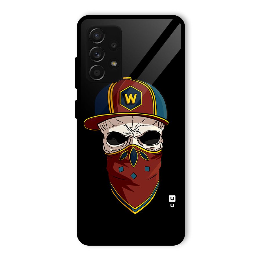 Cool Skull Mask Cap Glass Back Case for Galaxy A53 5G