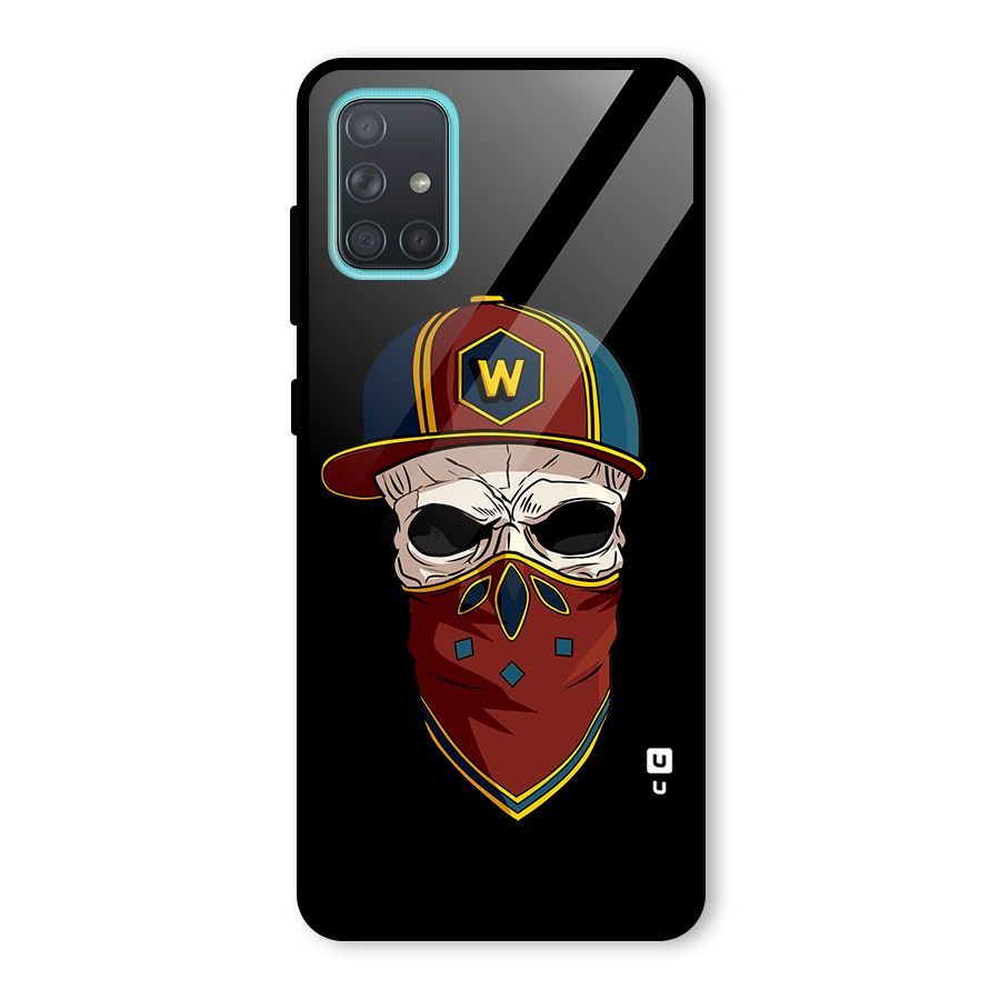 Cool Skull Mask Cap Glass Back Case for Galaxy A71