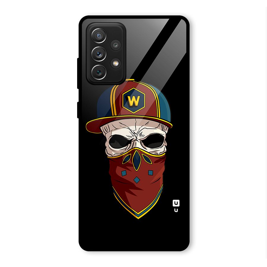 Cool Skull Mask Cap Glass Back Case for Galaxy A72