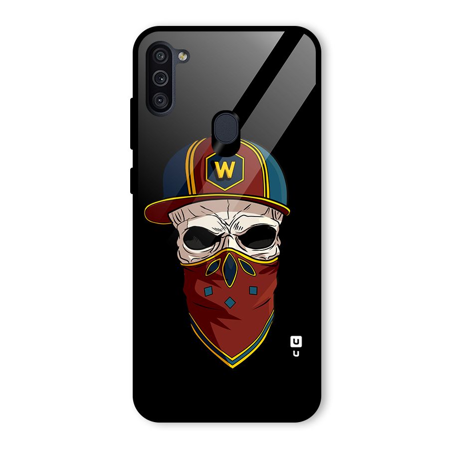 Cool Skull Mask Cap Glass Back Case for Galaxy M11