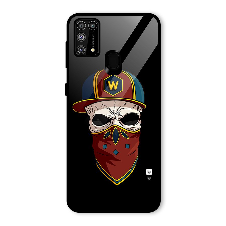 Cool Skull Mask Cap Glass Back Case for Galaxy M31