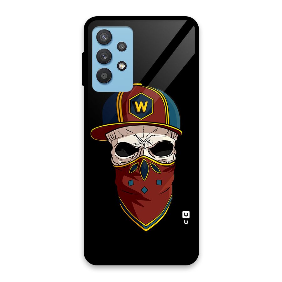 Cool Skull Mask Cap Glass Back Case for Galaxy M32 5G