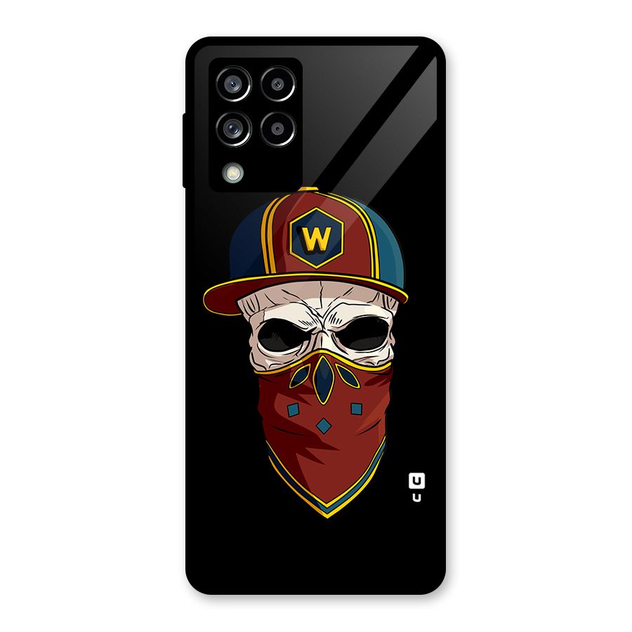 Cool Skull Mask Cap Glass Back Case for Galaxy M53 5G