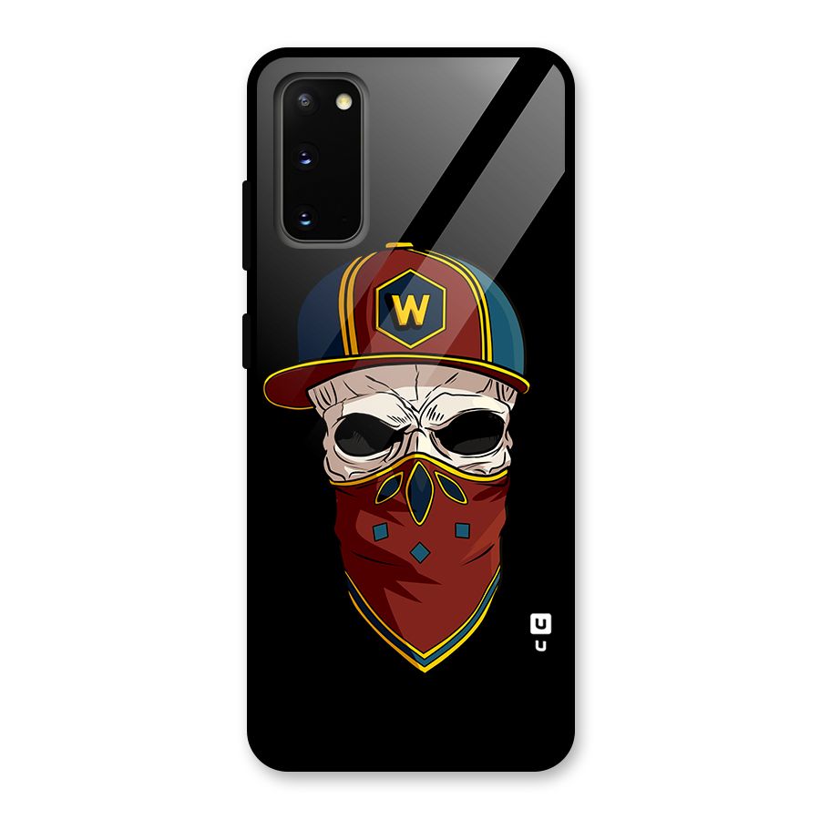 Cool Skull Mask Cap Glass Back Case for Galaxy S20