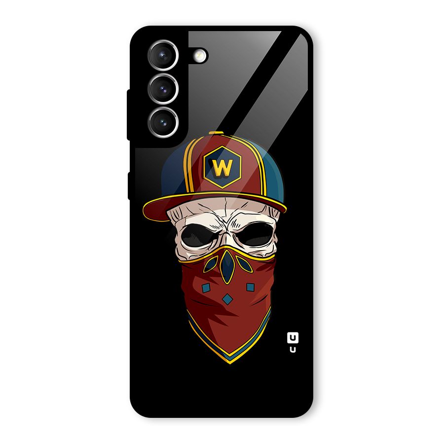 Cool Skull Mask Cap Glass Back Case for Galaxy S21 5G