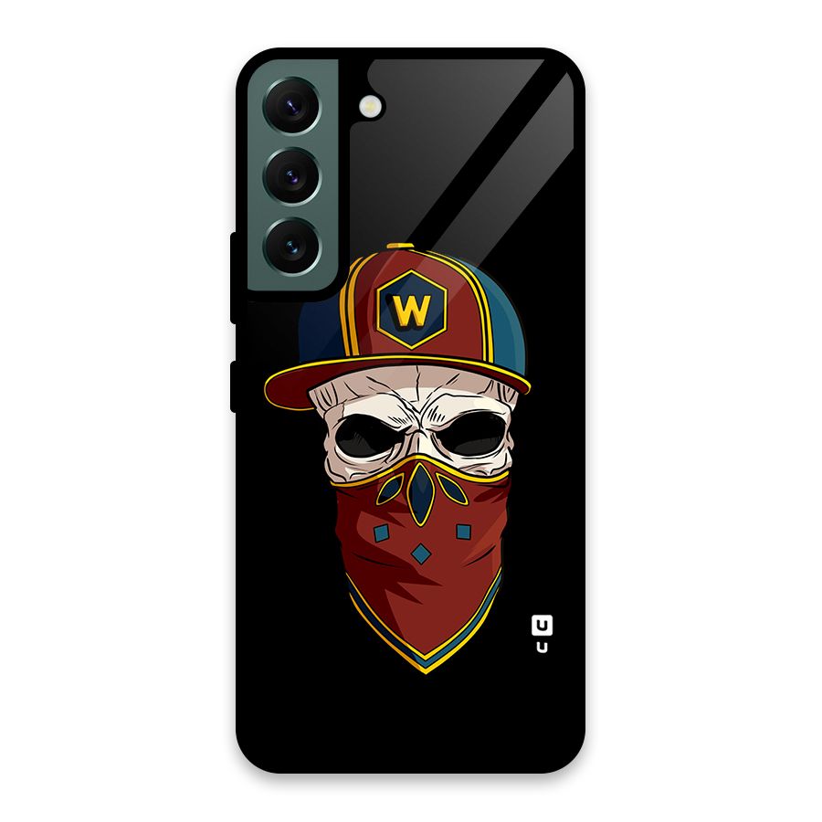 Cool Skull Mask Cap Glass Back Case for Galaxy S22 5G