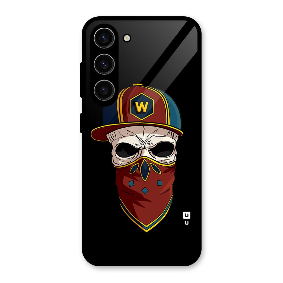 Cool Skull Mask Cap Glass Back Case for Galaxy S23