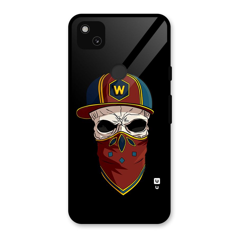 Cool Skull Mask Cap Glass Back Case for Google Pixel 4a
