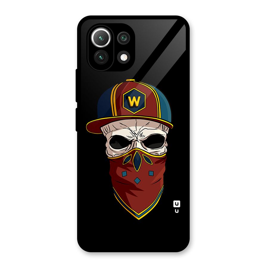 Cool Skull Mask Cap Glass Back Case for Mi 11 Lite