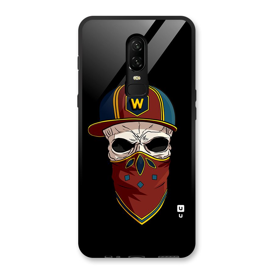 Cool Skull Mask Cap Glass Back Case for OnePlus 6