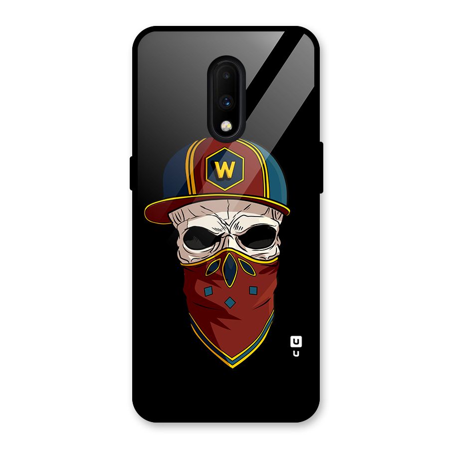 Cool Skull Mask Cap Glass Back Case for OnePlus 7