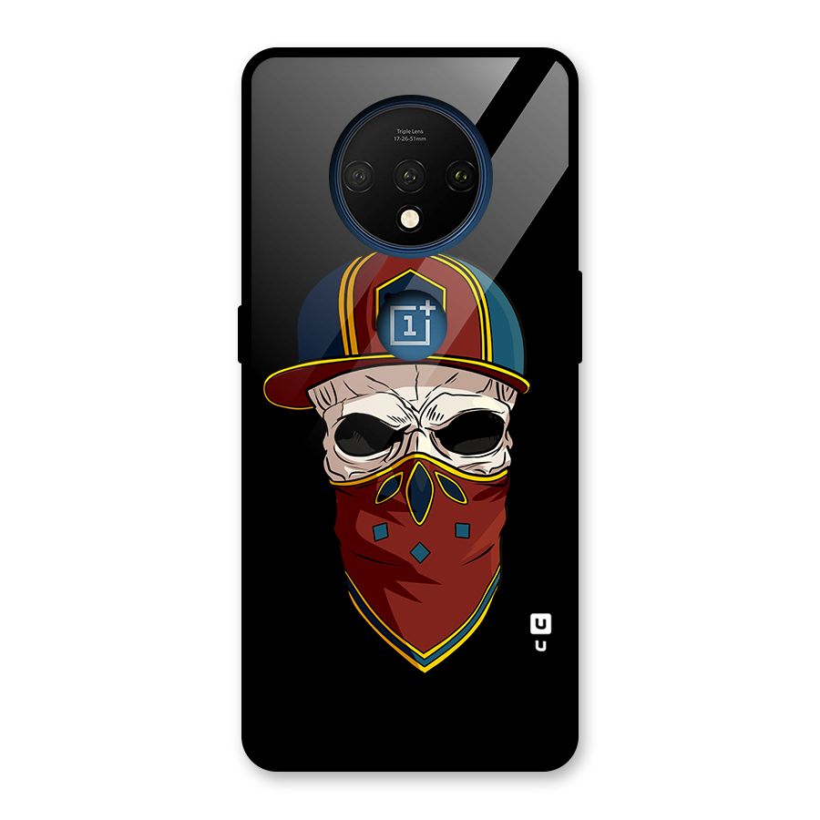 Cool Skull Mask Cap Glass Back Case for OnePlus 7T