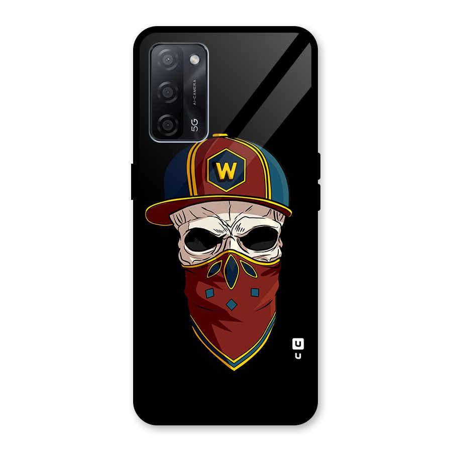Cool Skull Mask Cap Glass Back Case for Oppo A53s 5G