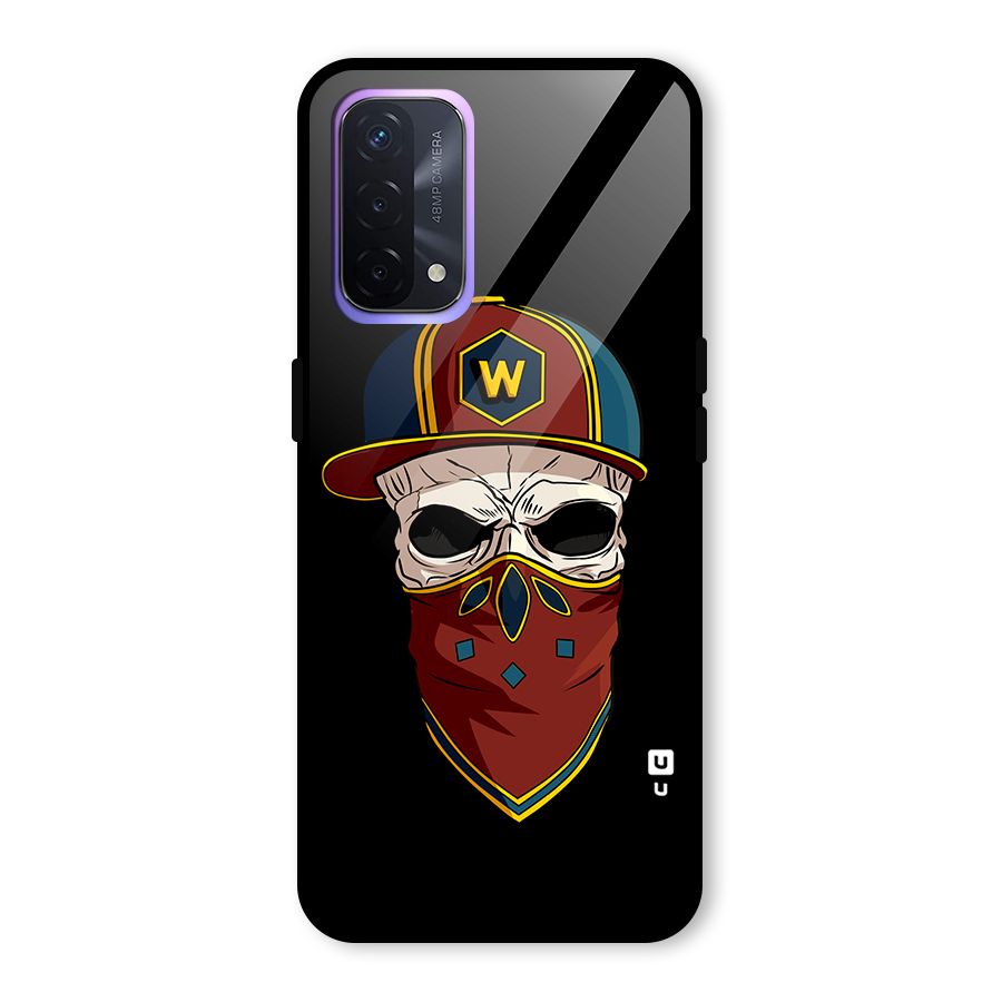 Cool Skull Mask Cap Glass Back Case for Oppo A74 5G