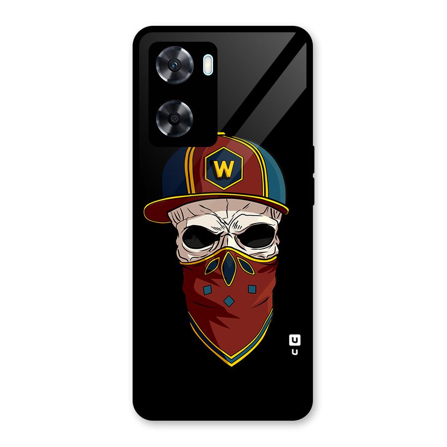 Cool Skull Mask Cap Glass Back Case for Oppo A77