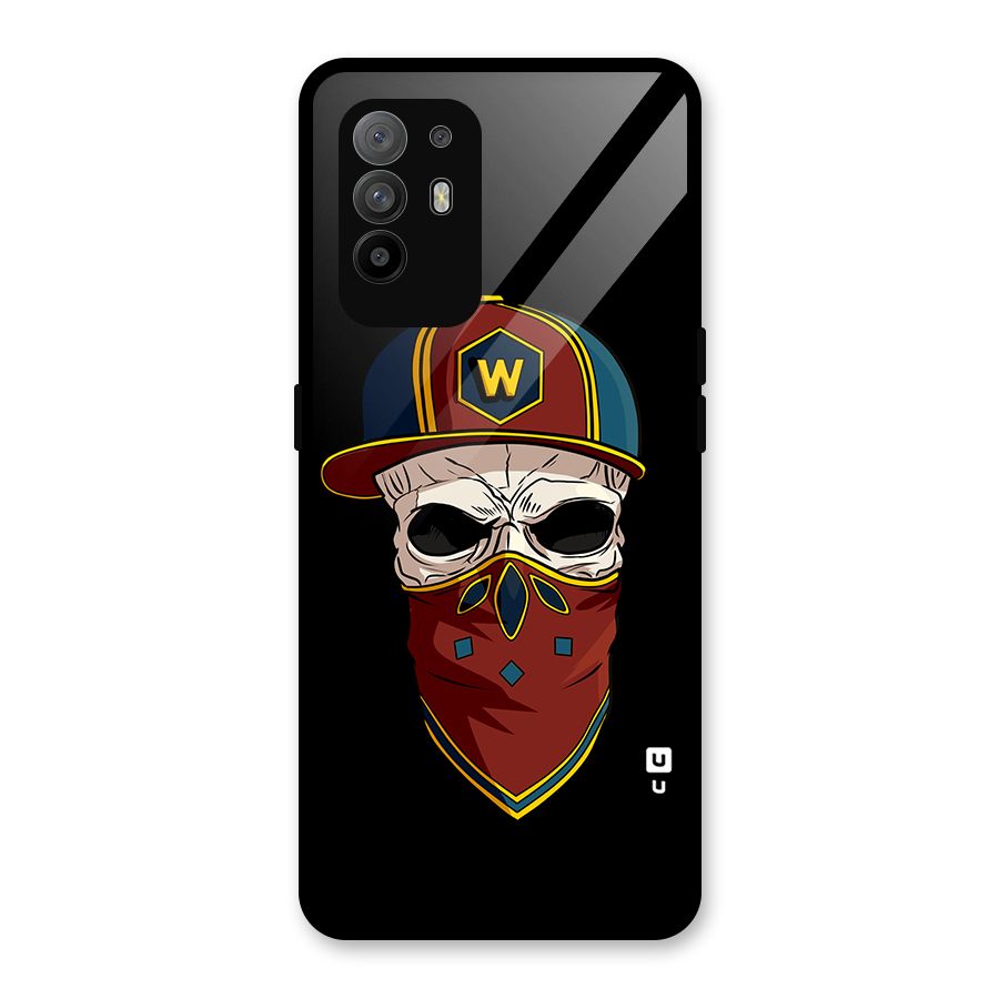 Cool Skull Mask Cap Glass Back Case for Oppo F19 Pro Plus 5G